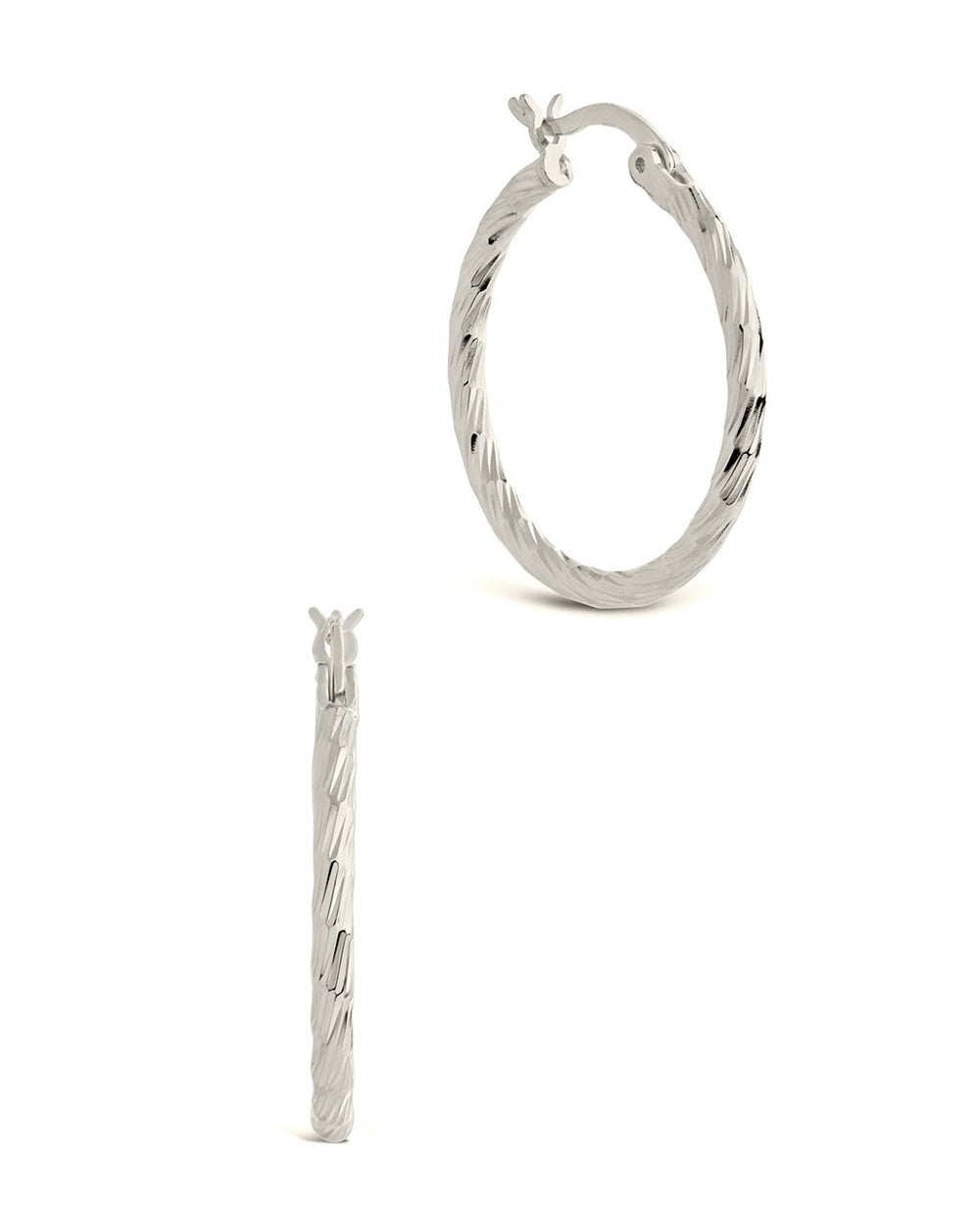 Anita Hoops Earring Sterling Forever Silver 1" 