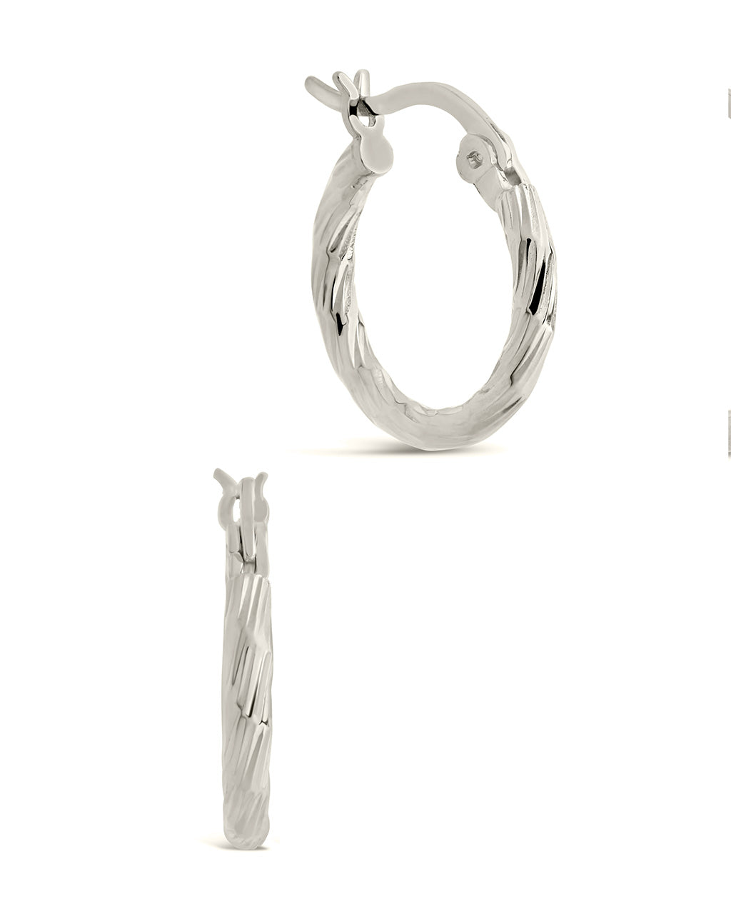 Sterling Silver Anita Textured Hoop Earrings – Sterling Forever