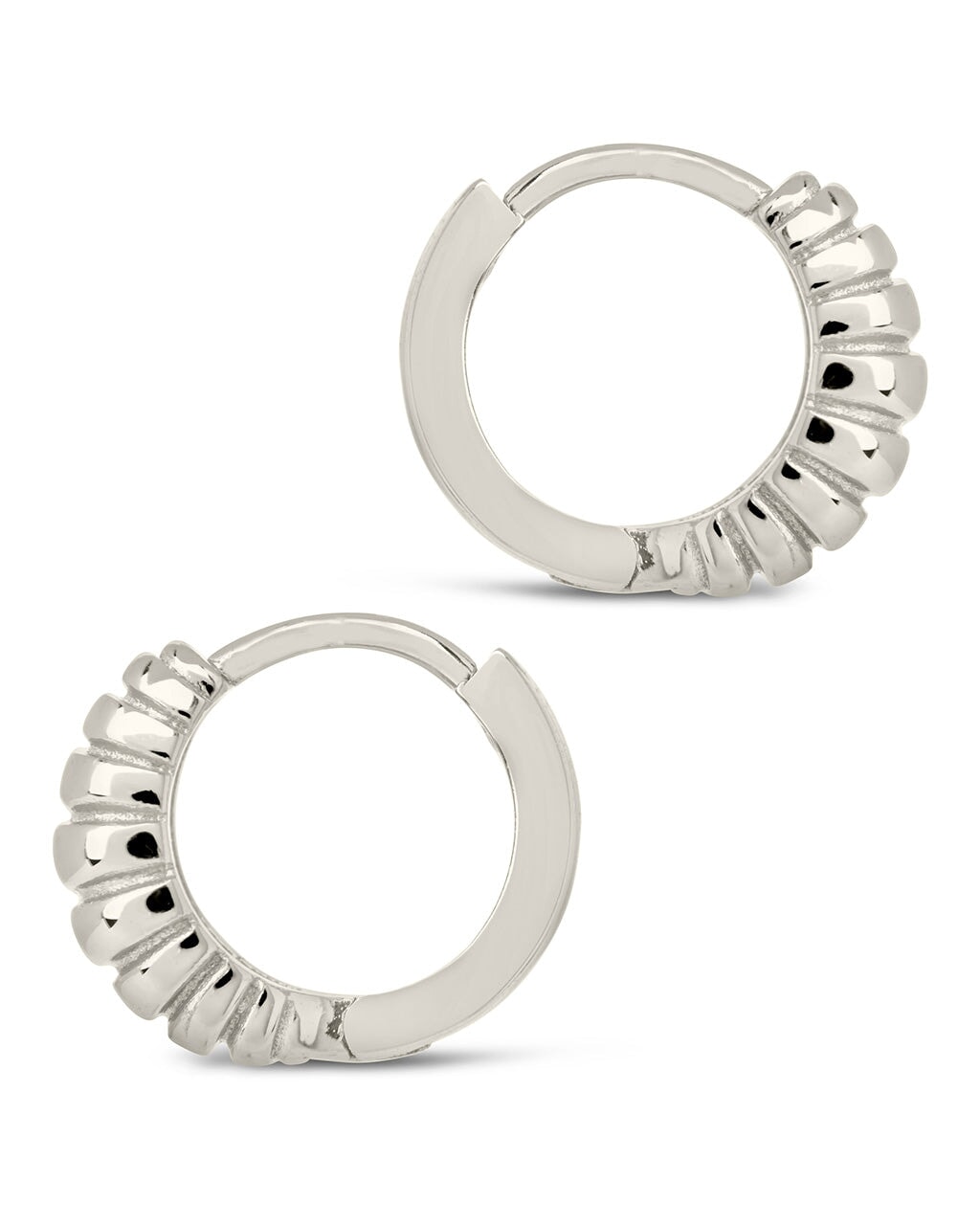 Sterling Silver Graham Ribbed Micro Hoop Earrings - Sterling Forever