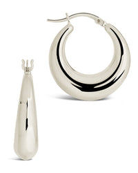 Graduated Tube Hoops Earring Sterling Forever Silver 1" 