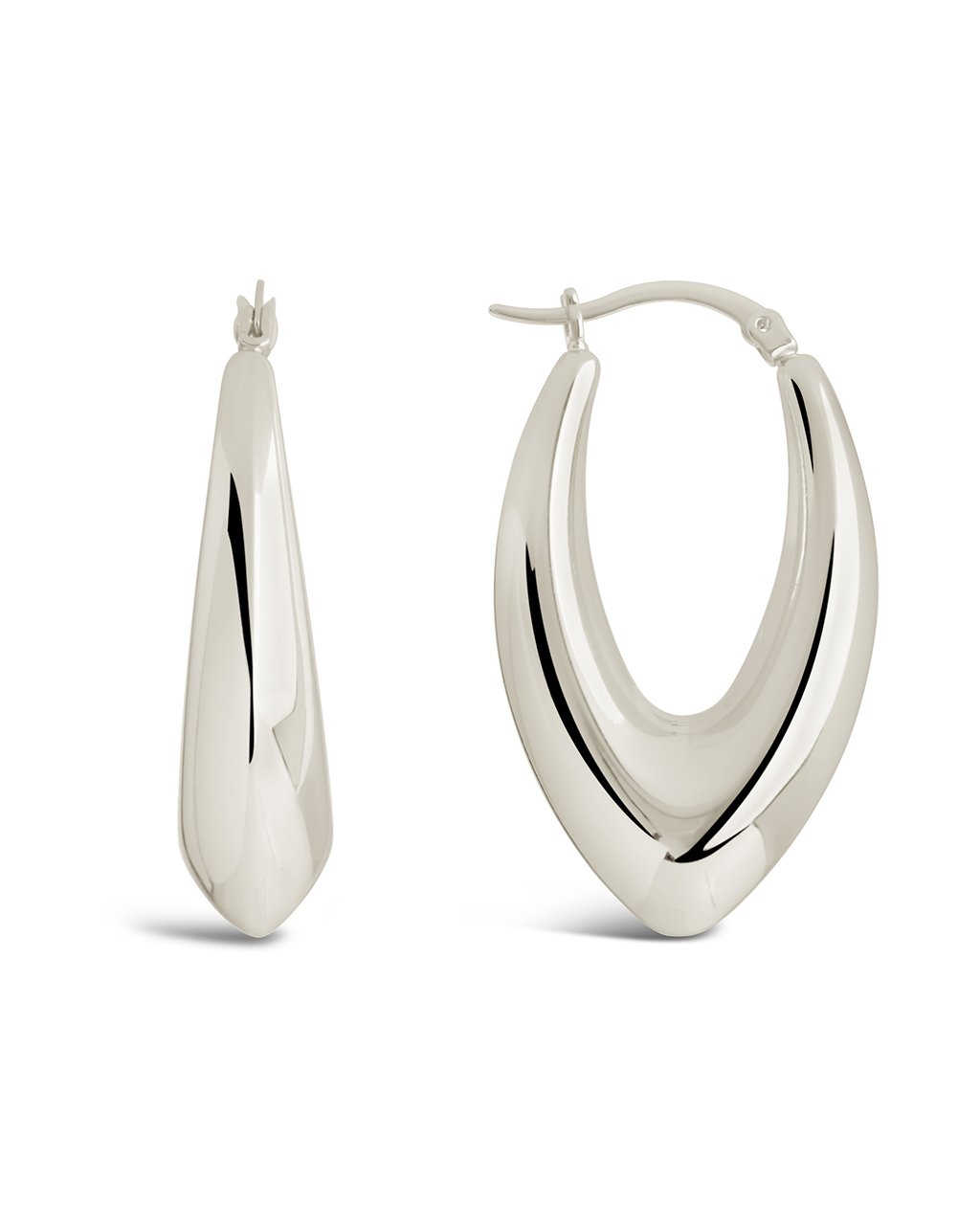 1.5" V Drop Hoops Earring Sterling Forever Silver 
