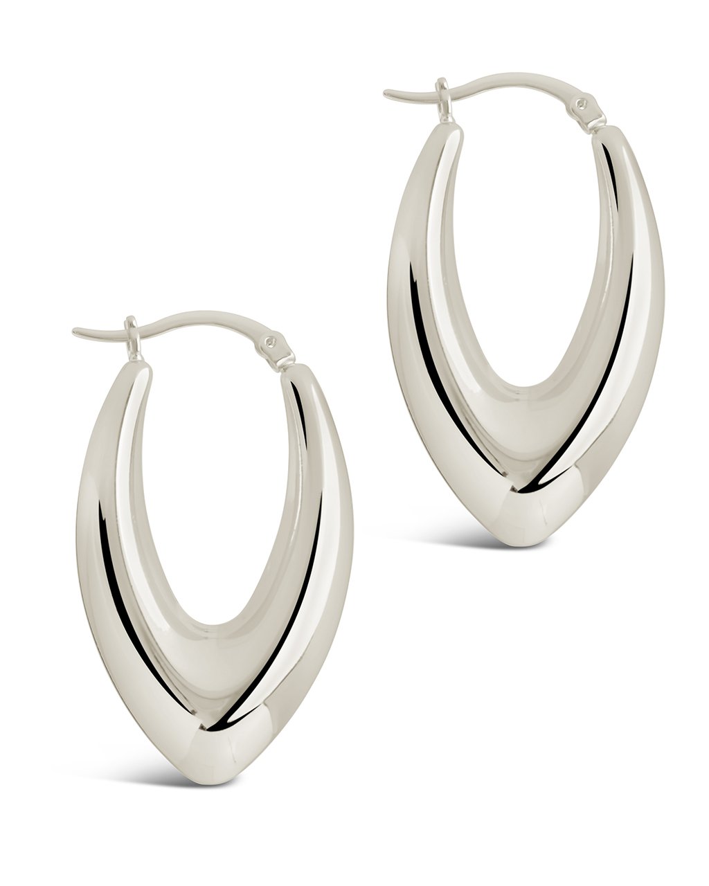 1.5" V Drop Hoops Earring Sterling Forever 