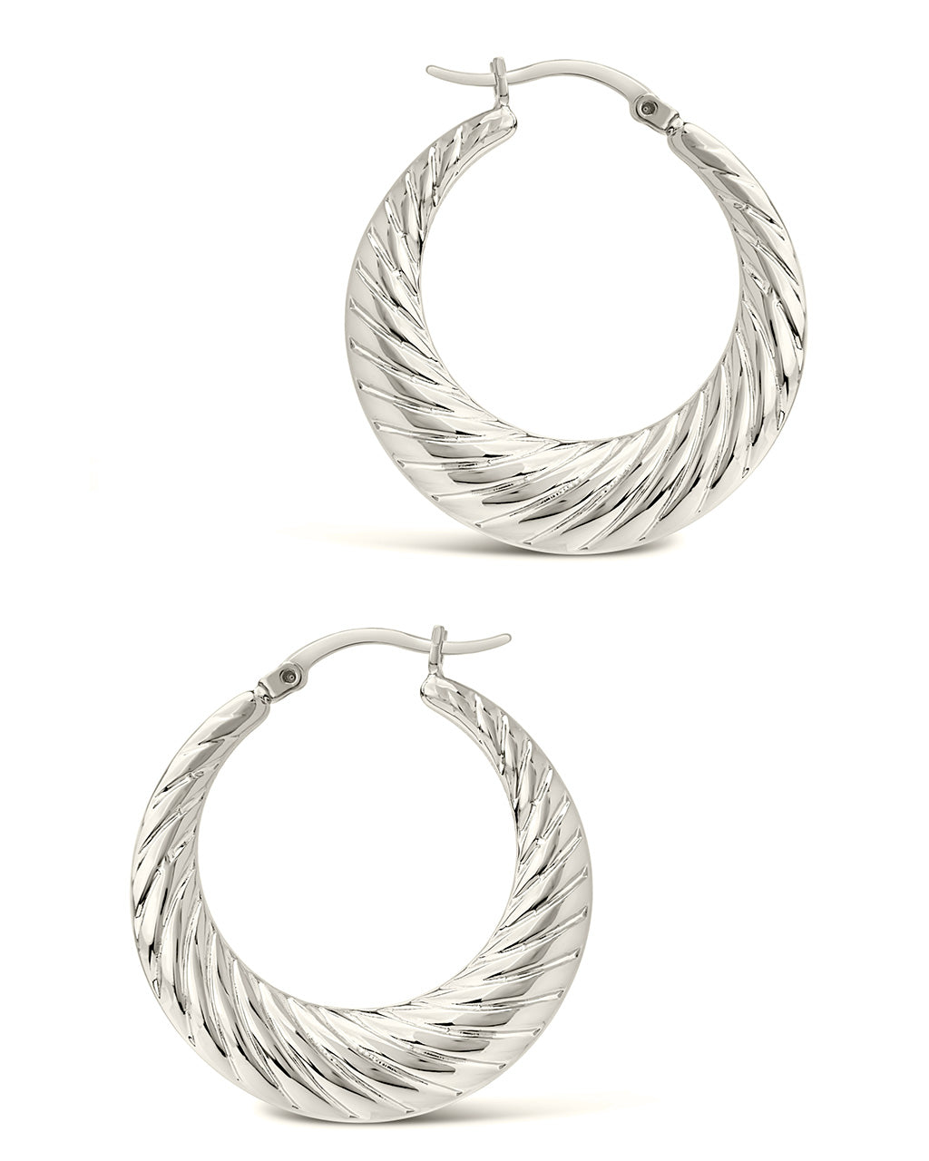 Delia Hoops Earring Sterling Forever Silver 1.3" 