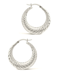 Delia Hoops Earring Sterling Forever Silver 1.3" 