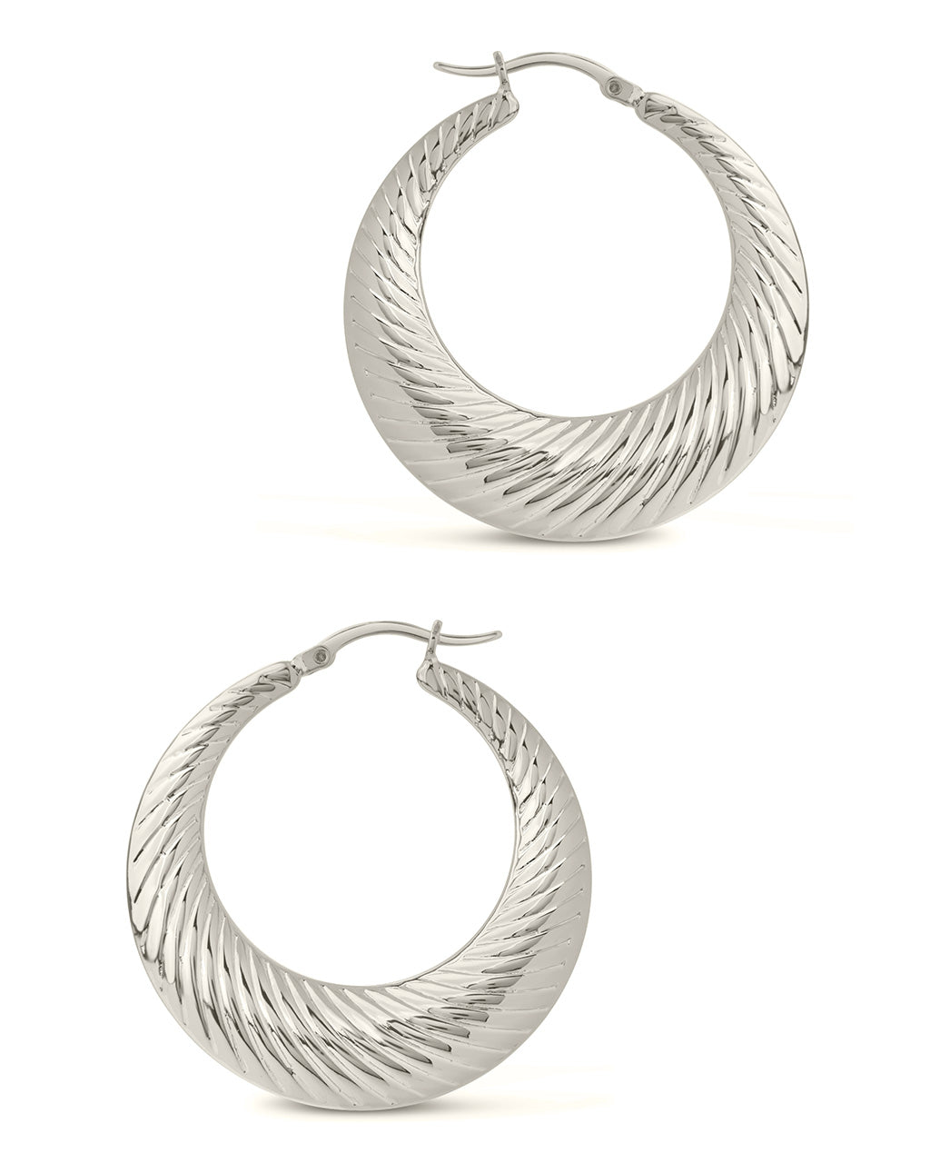 Delia Hoops Earring Sterling Forever Silver 1.6" 
