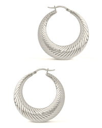 Delia Hoops Earring Sterling Forever Silver 1.6" 