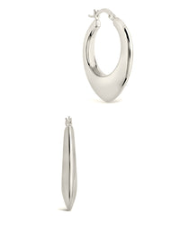 Indy Hoops Earring Sterling Forever Silver 1.2" 