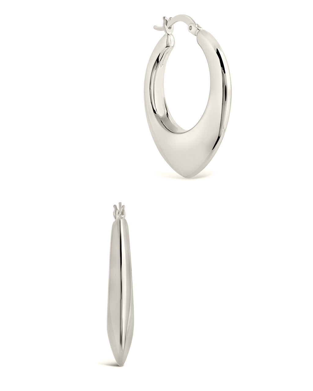 Indy Hoops Earring Sterling Forever Silver 1.2" 