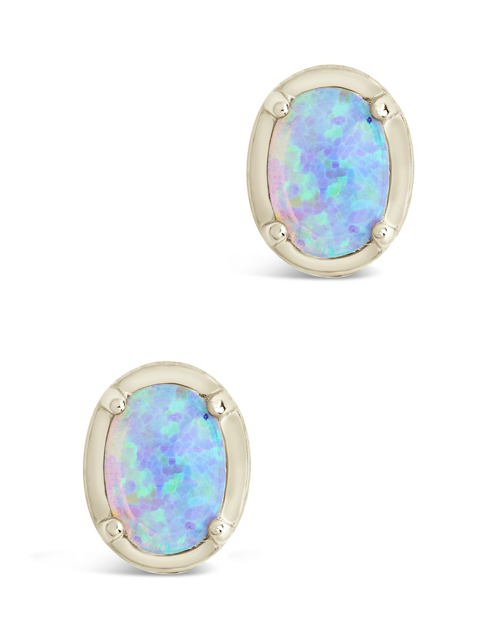 Sterling Silver Blue Opal Oval Studs Earring Sterling Forever 