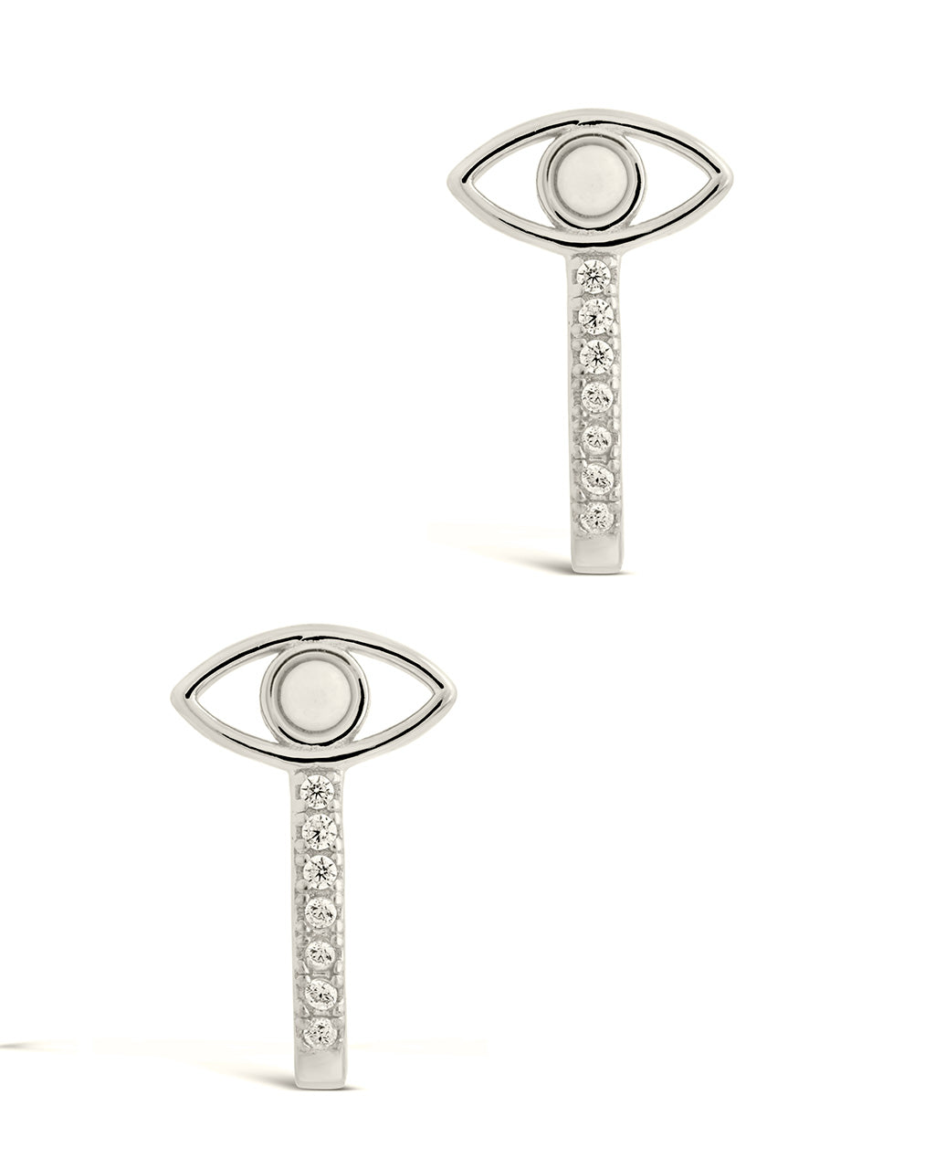 Sterling Silver Opal Evil Eye Suspender Studs Earring Sterling Forever 