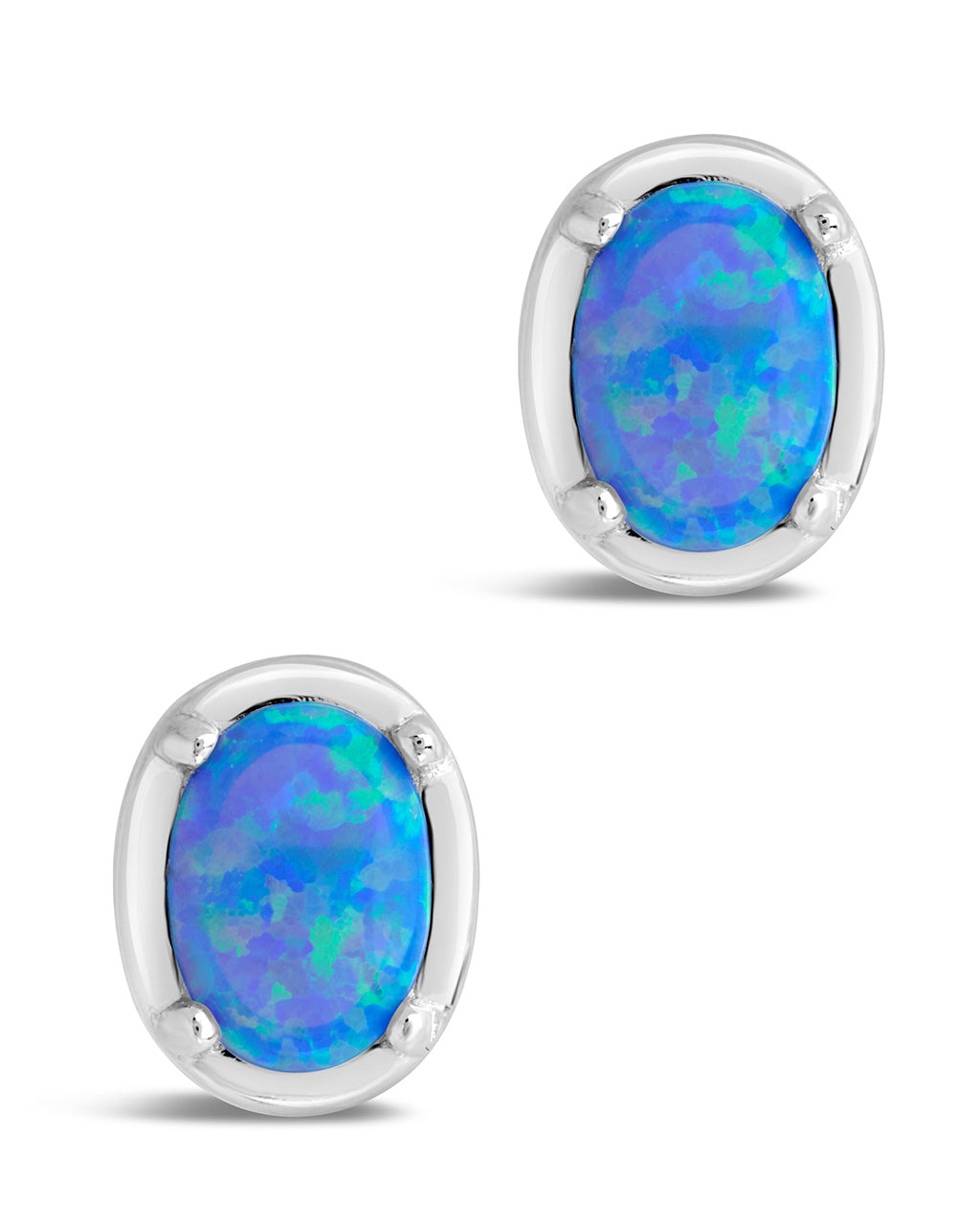 Sterling Silver Dark Blue Opal Oval Studs Earring Sterling Forever 