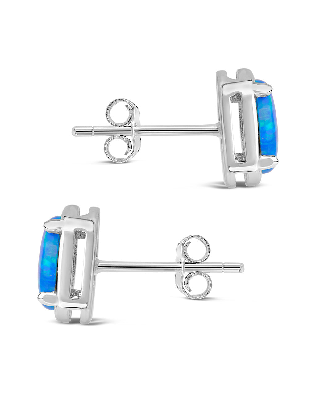 Sterling Silver Dark Blue Opal Oval Studs Earring Sterling Forever 