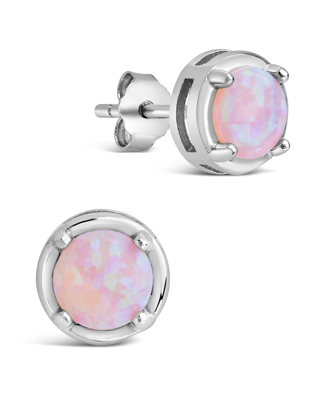 Sterling Forever Pink Circle Opal Studs Earring Sterling Forever Silver 