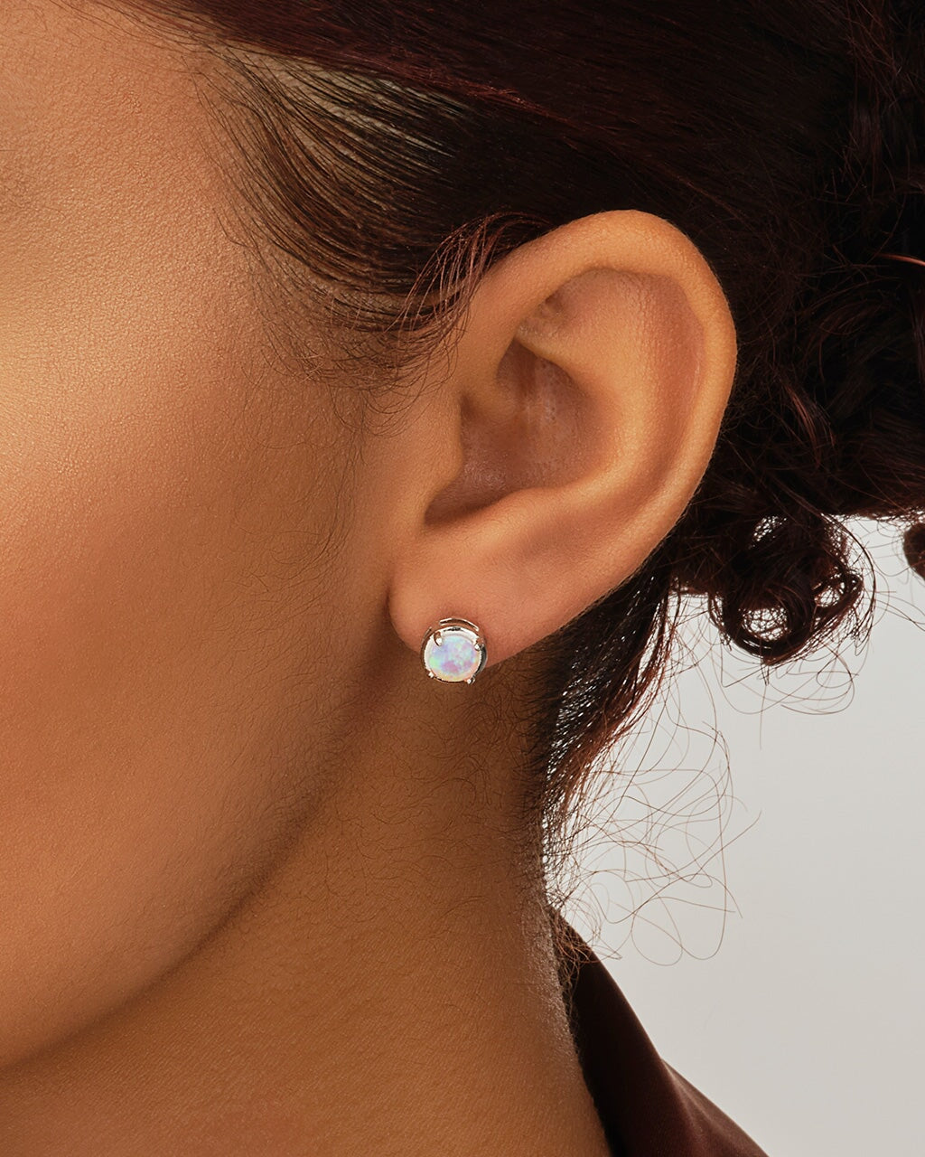 Sterling Silver Pink Circle Opal Studs Earring Sterling Forever 