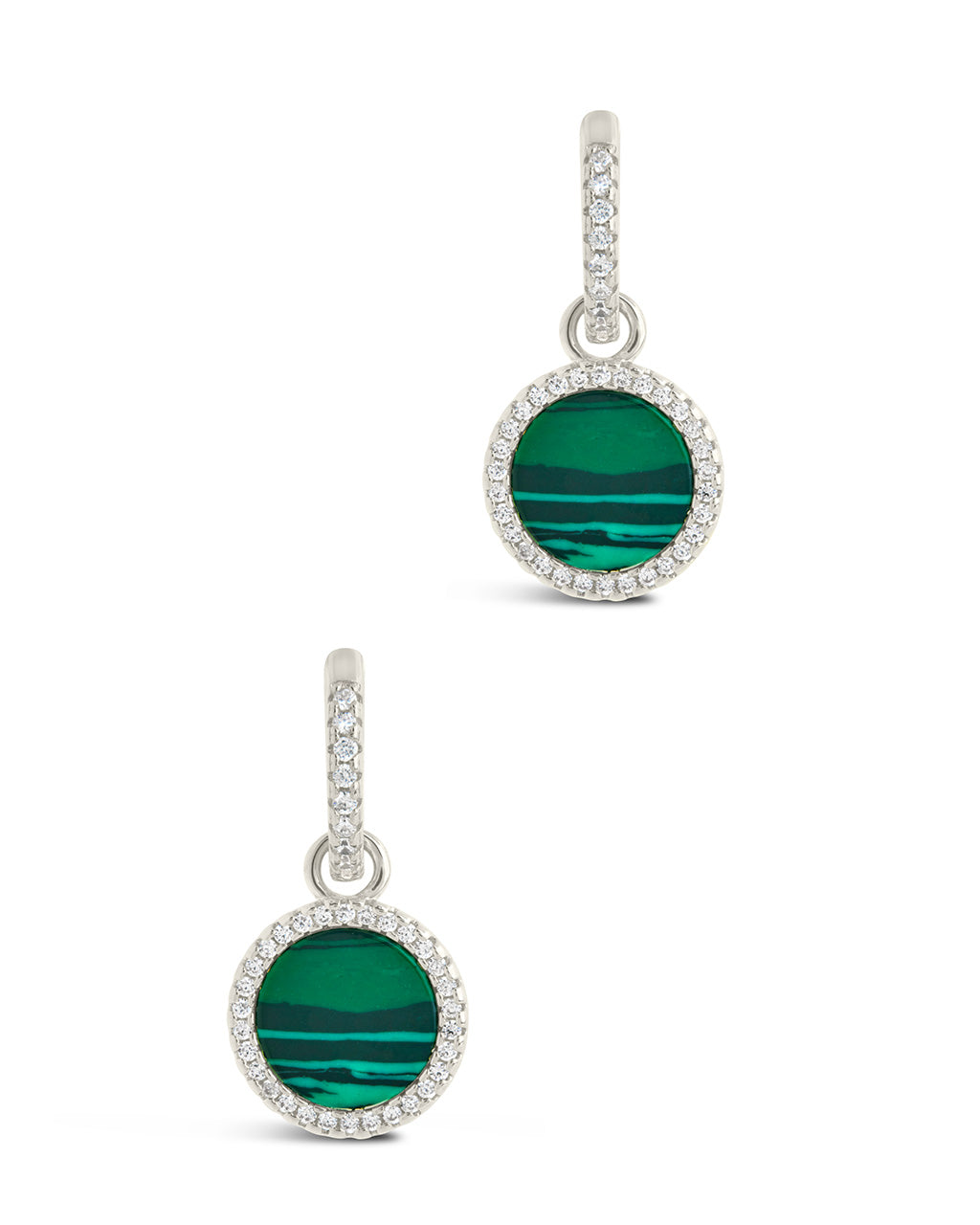 Malachite Disc Drop Micro Hoops Earring Sterling Forever 