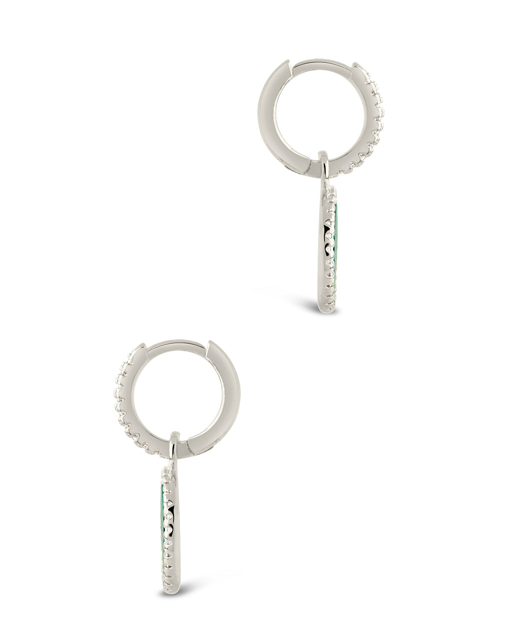 Malachite Disc Drop Micro Hoops Earring Sterling Forever 