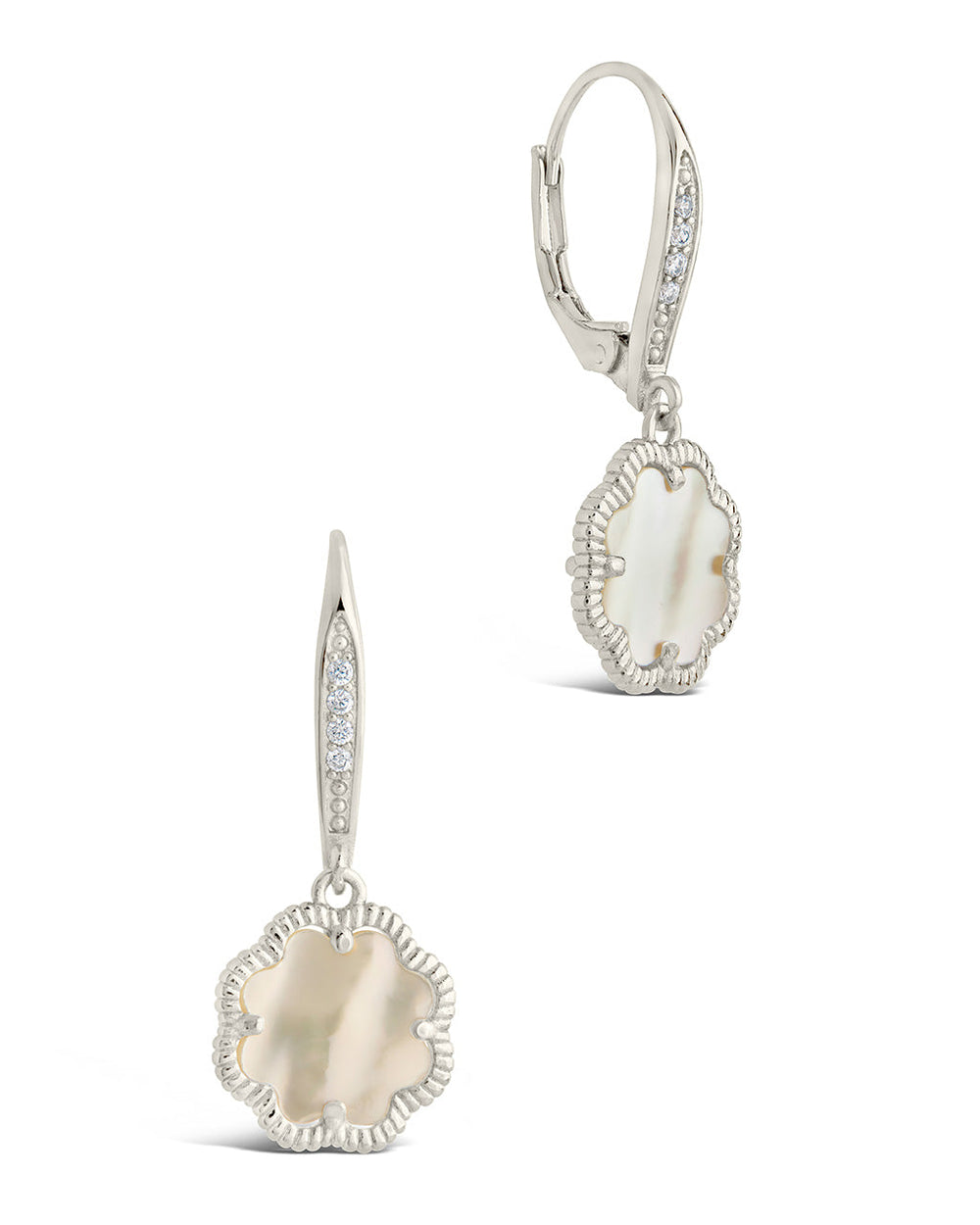 Rose Clover Short Drop Earrings Earring Sterling Forever Silver Mother of Pearl 