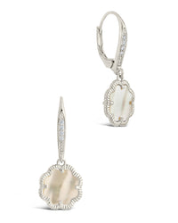 Rose Clover Short Drop Earrings Earring Sterling Forever Silver Mother of Pearl 