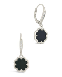 Rose Clover Short Drop Earrings Earring Sterling Forever Silver Onyx 