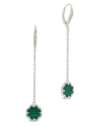 Rose Clover Long Drop Earrings Earring Sterling Forever Silver Malachite 