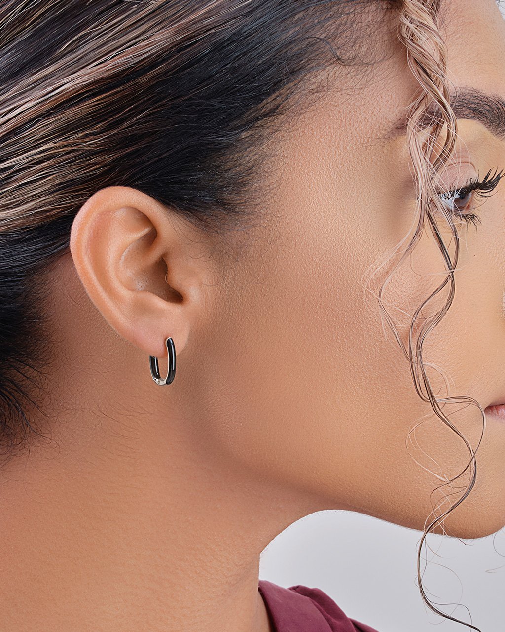 Sterling Silver 0.6" Enamel Inside Out Hoops Earring Sterling Forever 