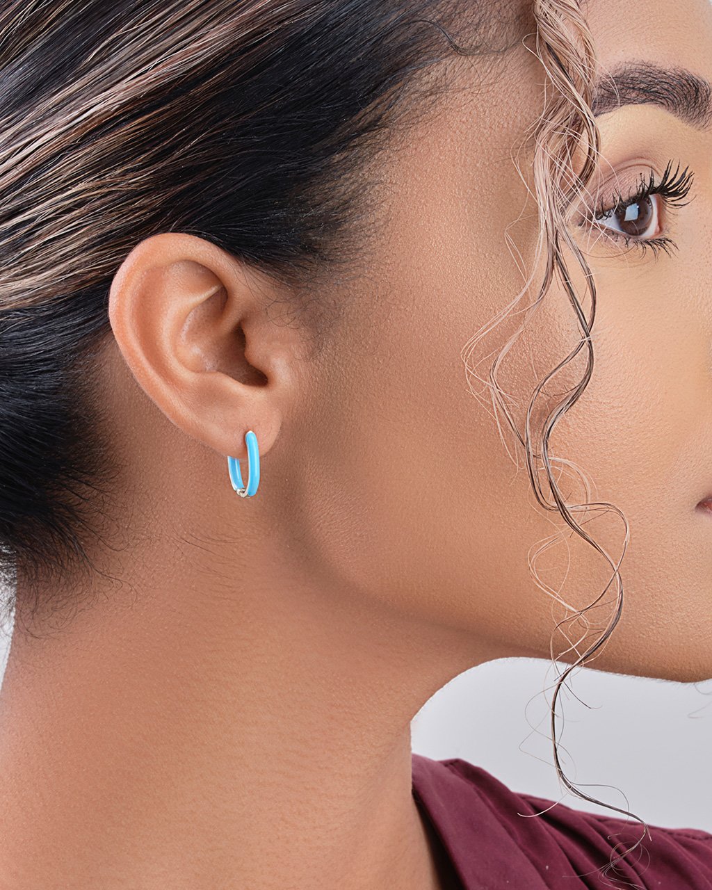 Sterling Silver 0.6" Enamel Inside Out Hoops Earring Sterling Forever 