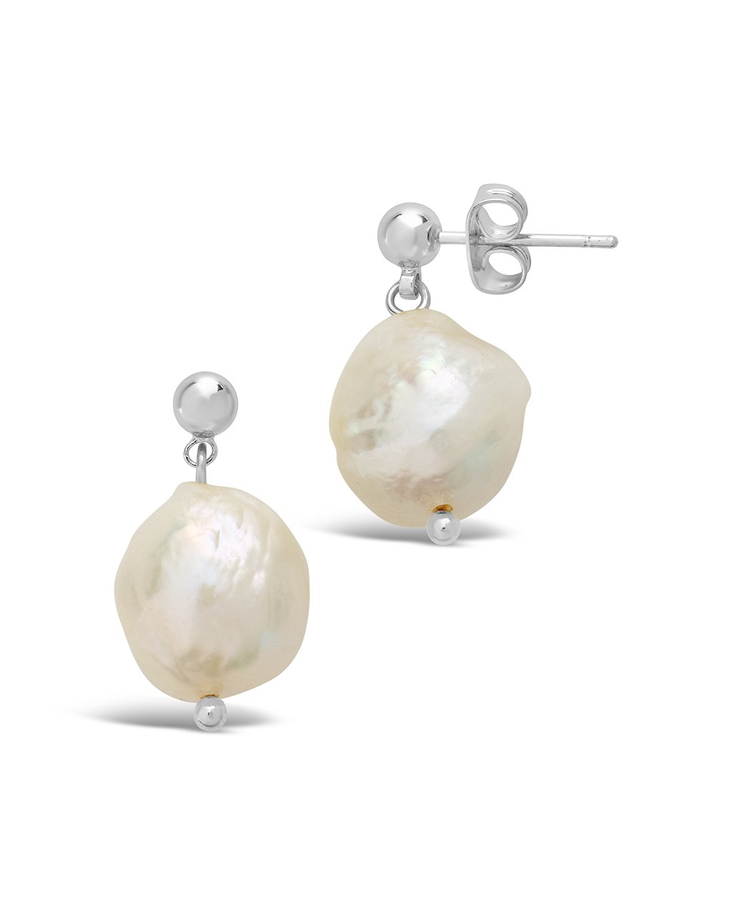 Large Single Pearl Drop Studs - Sterling Forever