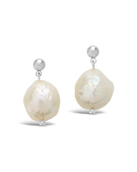 Large Single Pearl Drop Studs - Sterling Forever