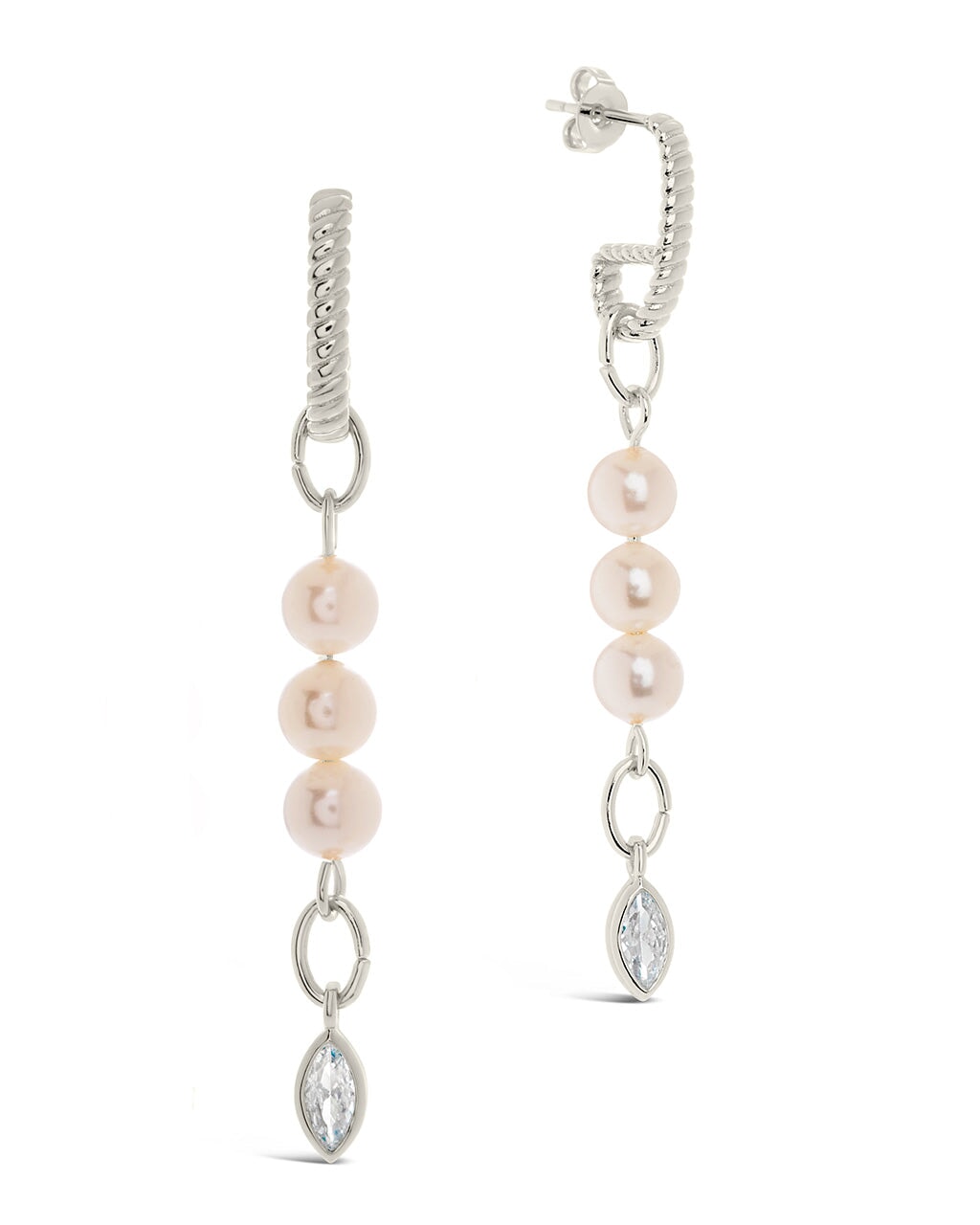 Sterling silver CZ & pearl drop earrings