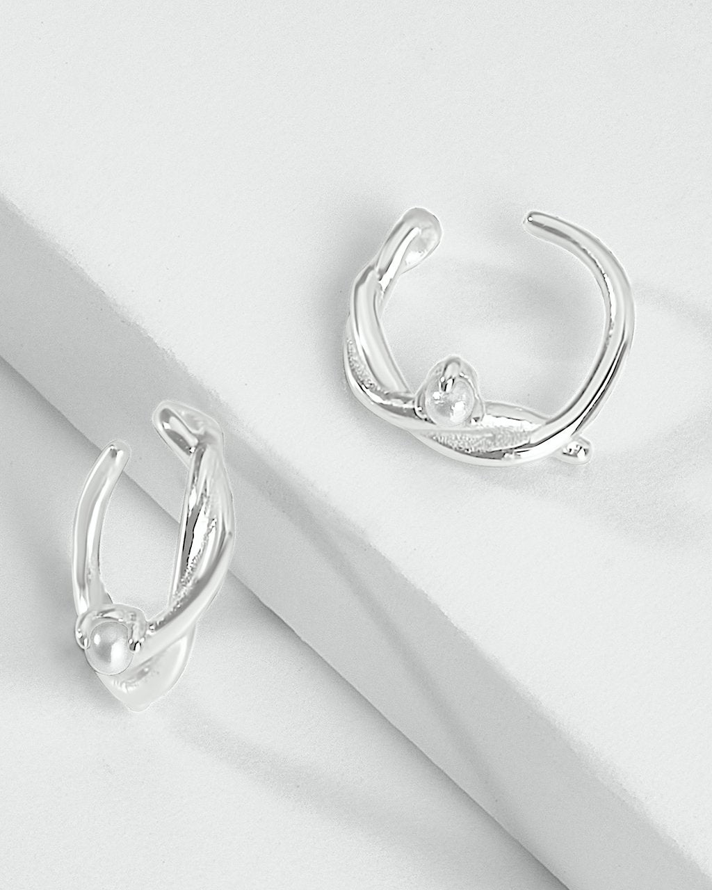 Sterling Silver Entangled Pearl Ear Cuff Set Earring Sterling Forever Silver 
