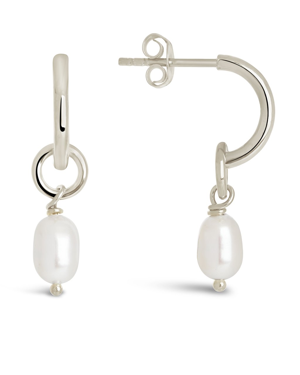 Sterling Silver Pearl Drop Hoop Earrings – Sterling Forever