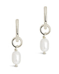 Sterling Silver Pearl Drop Hoops Earring Sterling Forever Silver 