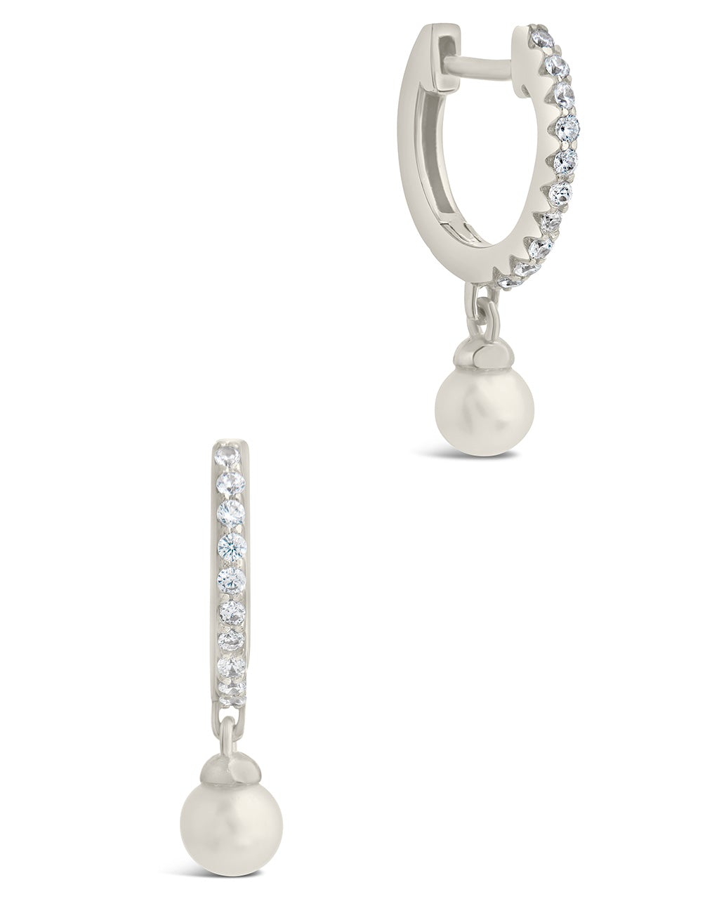 Sterling Silver Maggie Pearl Hoops Earring Sterling Forever Silver 
