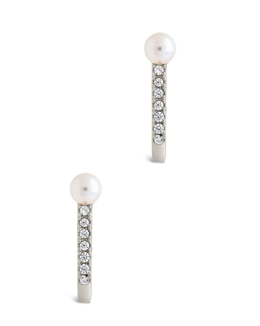 Sterling Silver Pearl & CZ Suspender Studs Earring Sterling Forever 