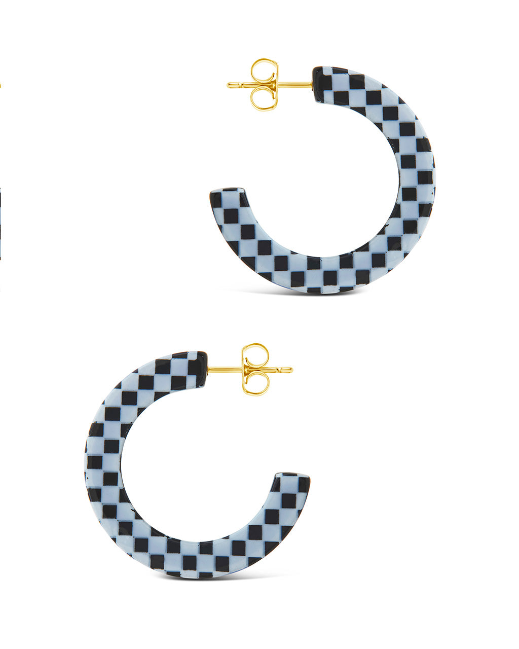 Retro Chequer Hoops Earring Sterling Forever 