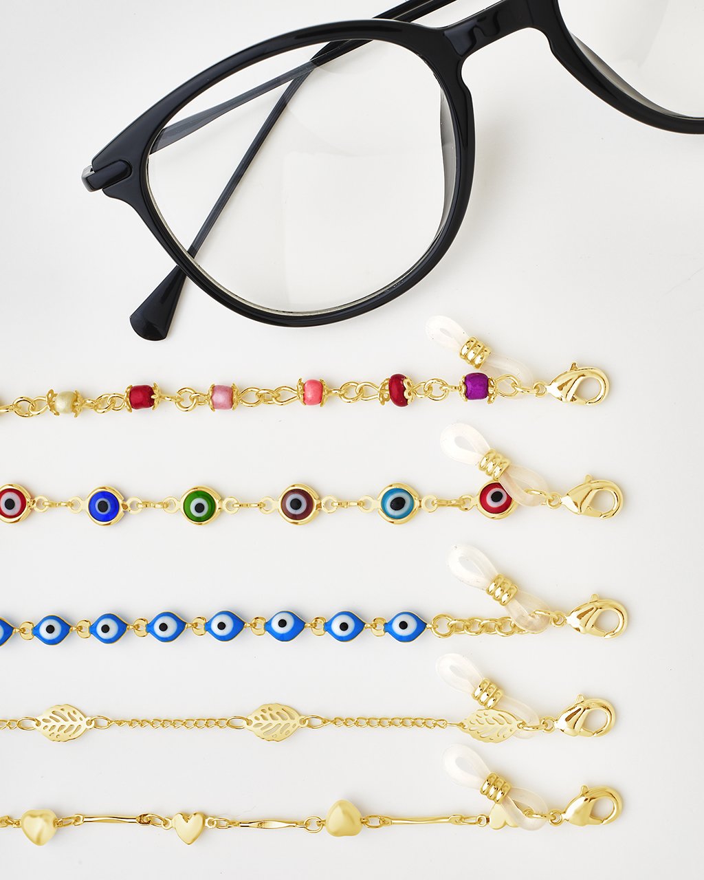 Rainbow Enamel Evil Eye Sunglass Chain - Main Image