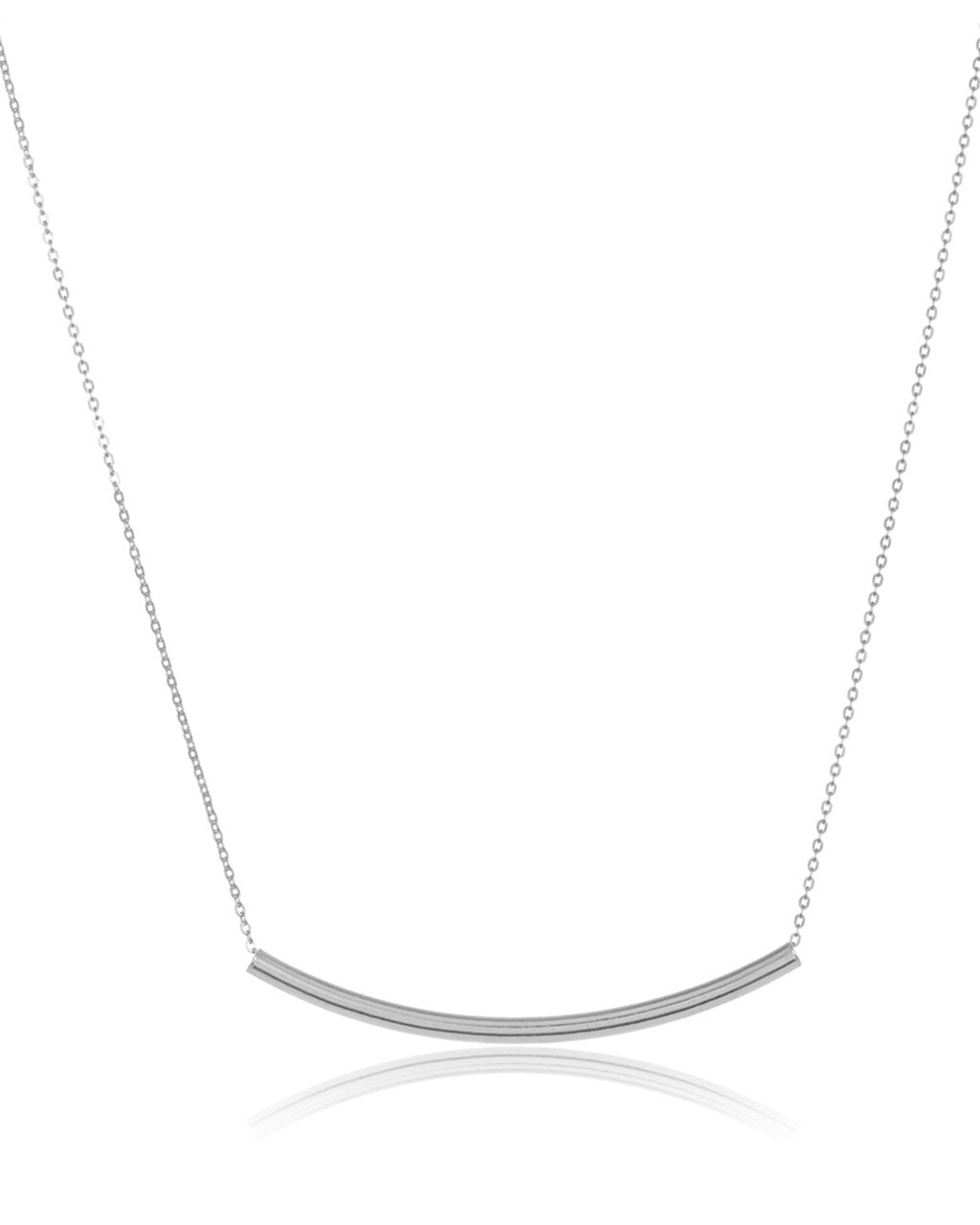 Sterling Silver Curved Bar Pendant Necklace - Sterling Forever