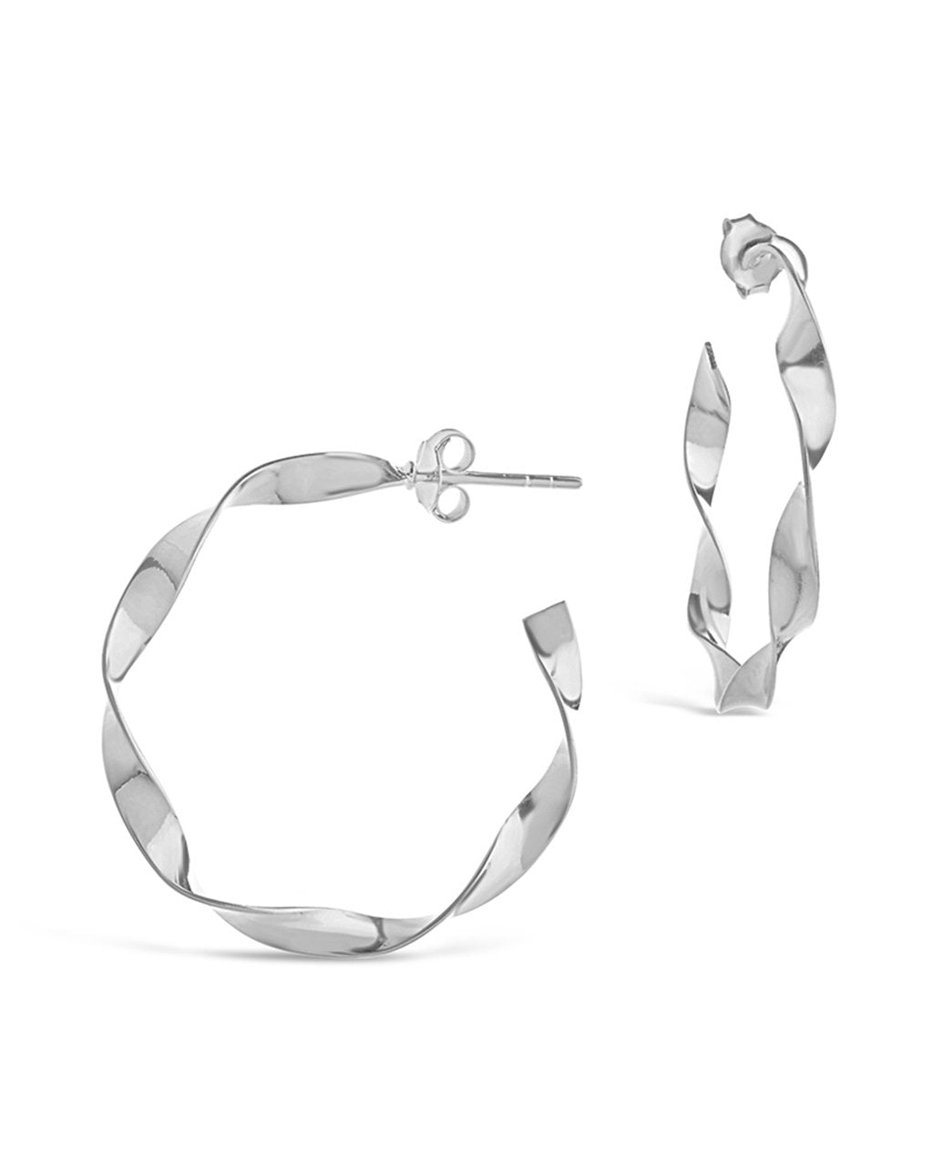 Sterling Silver Twisted Hoop Earrings - Sterling Forever