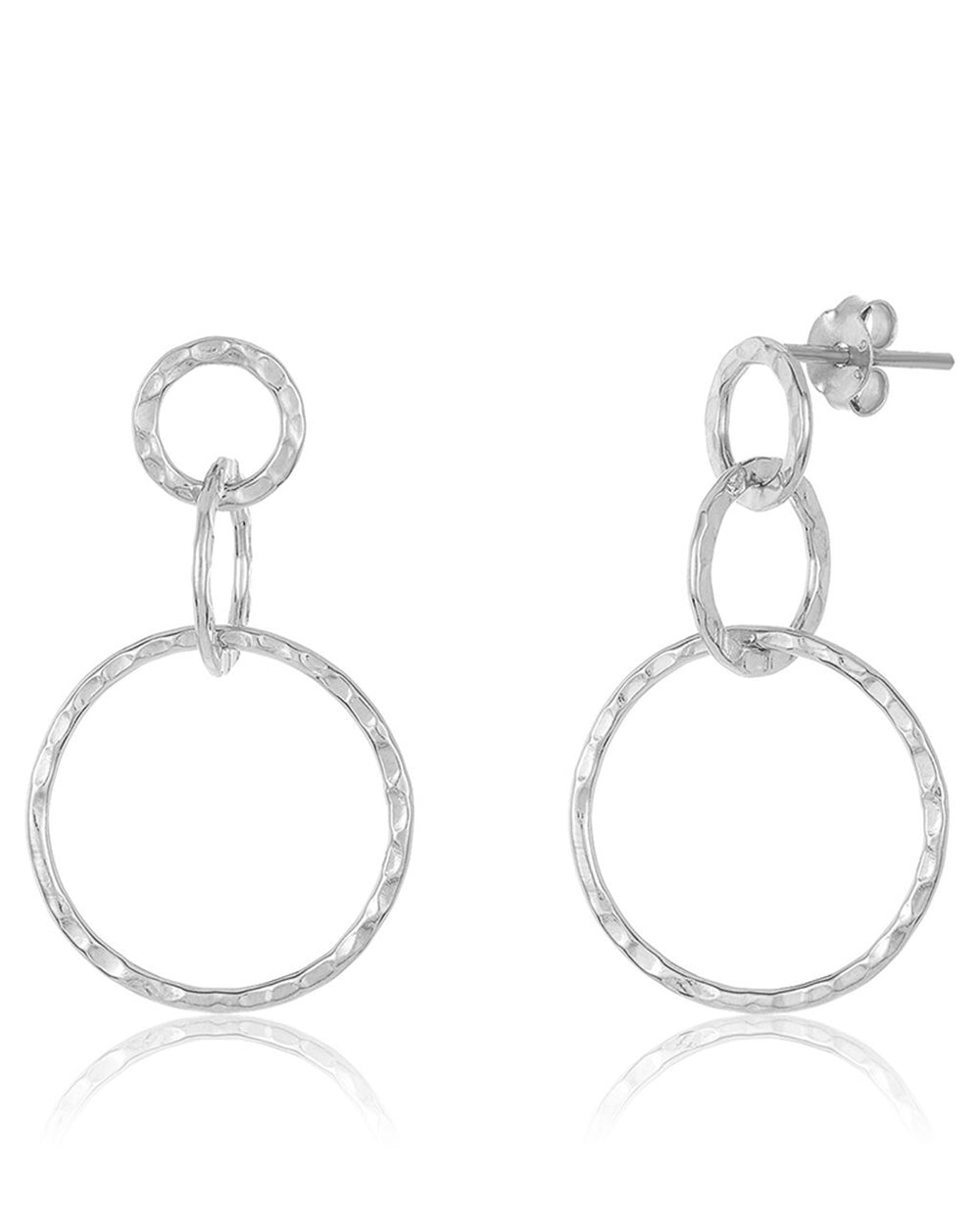 Sterling Silver Hammered Triple Drop Earrings - Sterling Forever