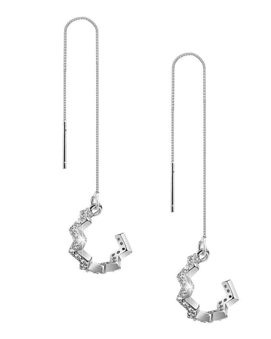 Sterling Silver Zig Zag Ear Cuff with Threader Earrings - Sterling Forever