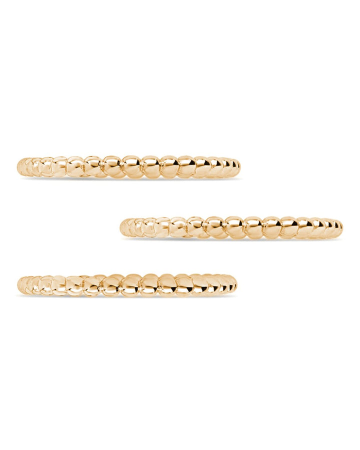 14K Gold Plated Sterling Silver Beaded Ring Set of 3