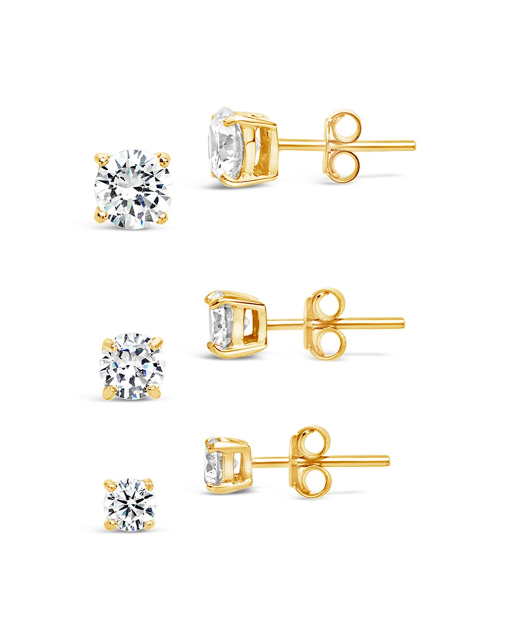 Sterling Silver Cubic Zirconia Stud Earring Set of 3 – Sterling Forever