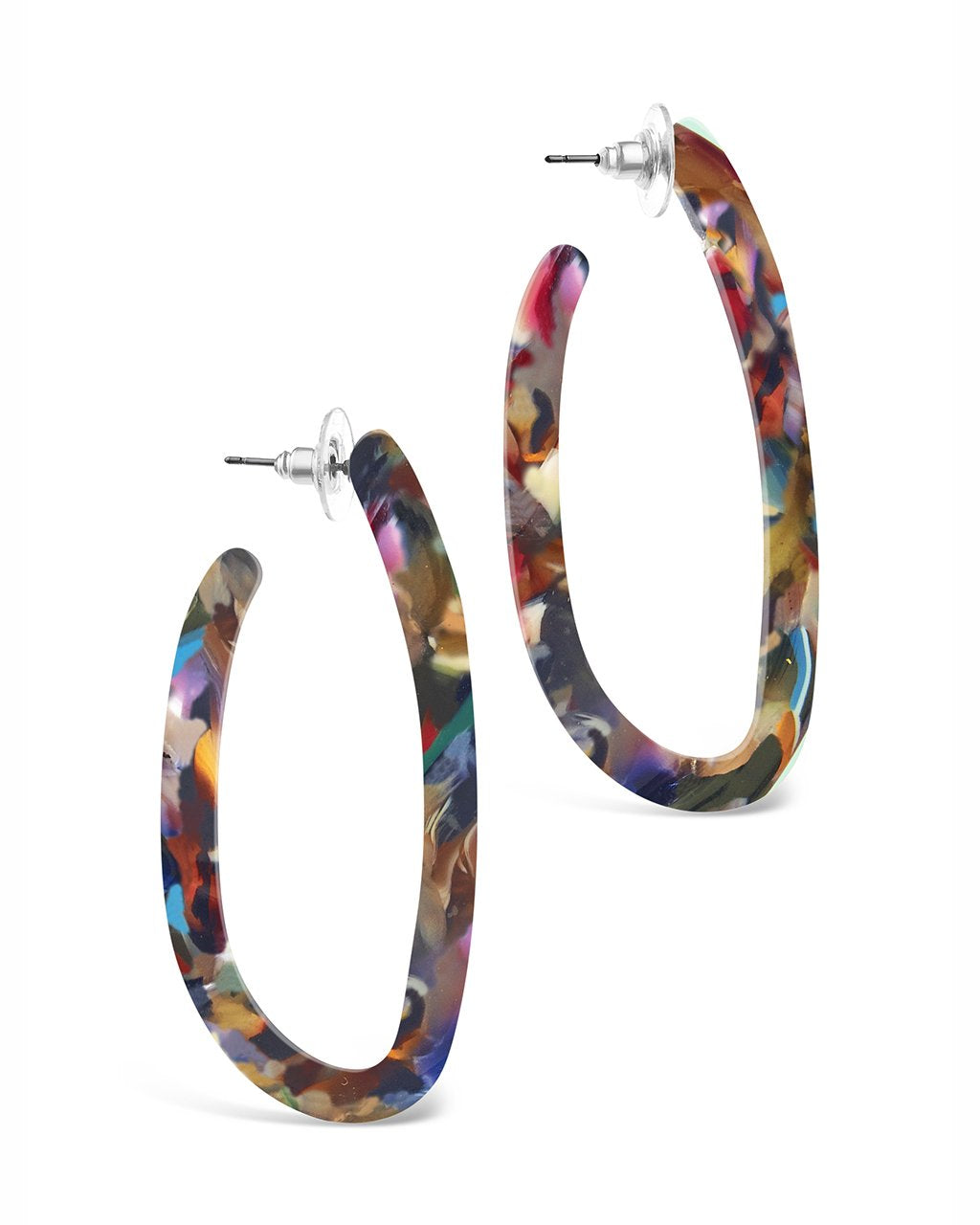 Open Oval Resin Hoops - Sterling Forever