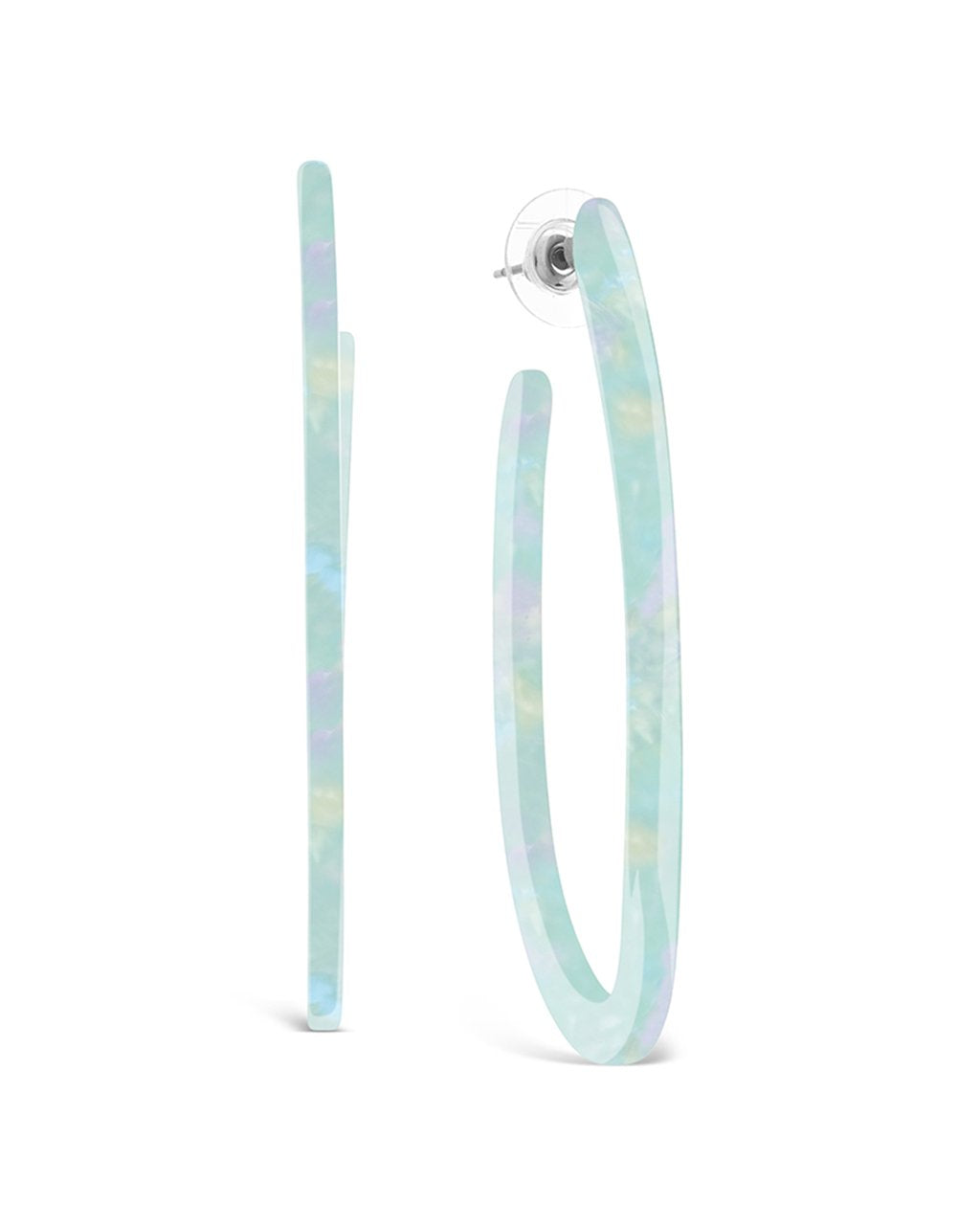 Open Oval Resin Hoops - Sterling Forever