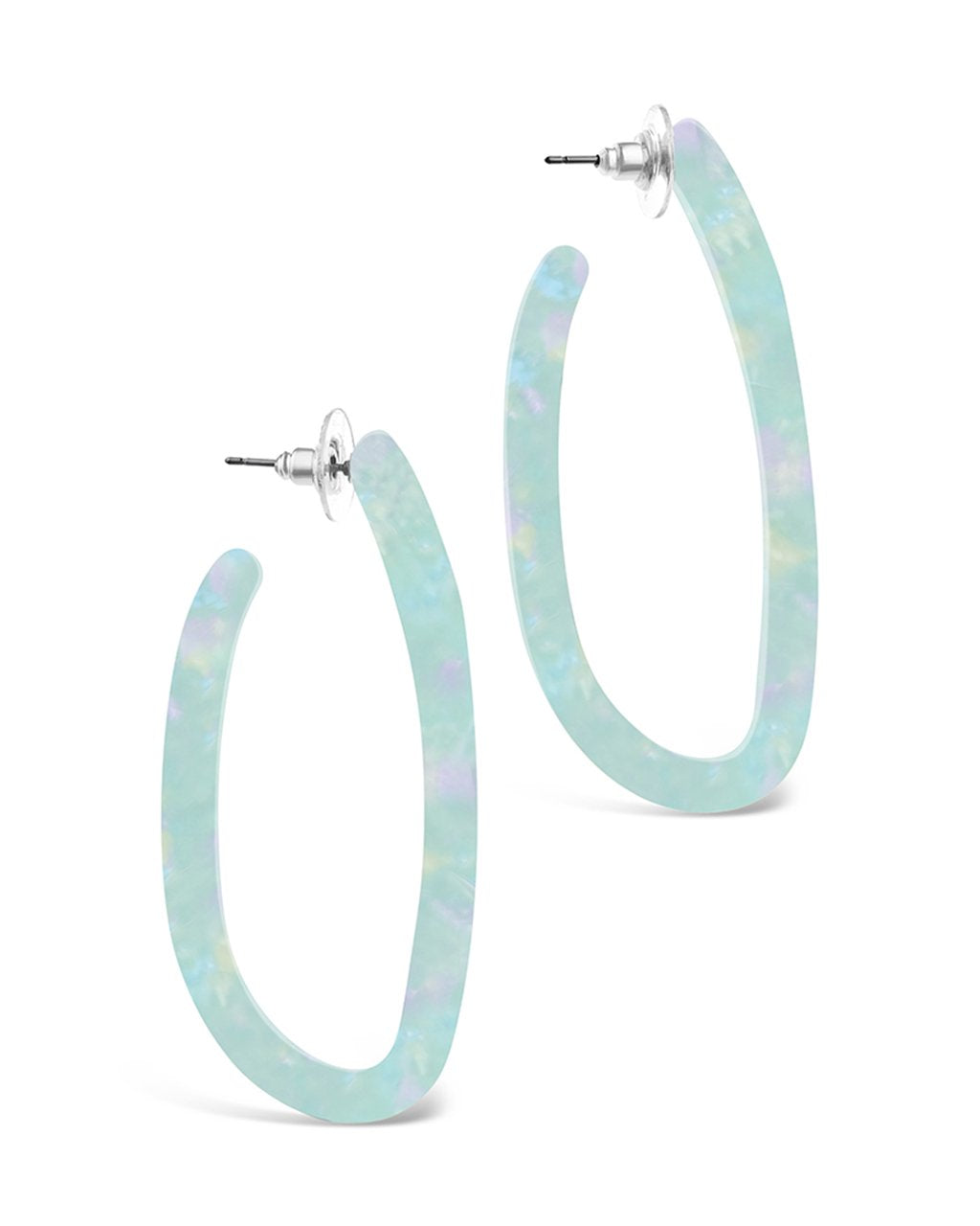Open Oval Resin Hoops - Sterling Forever