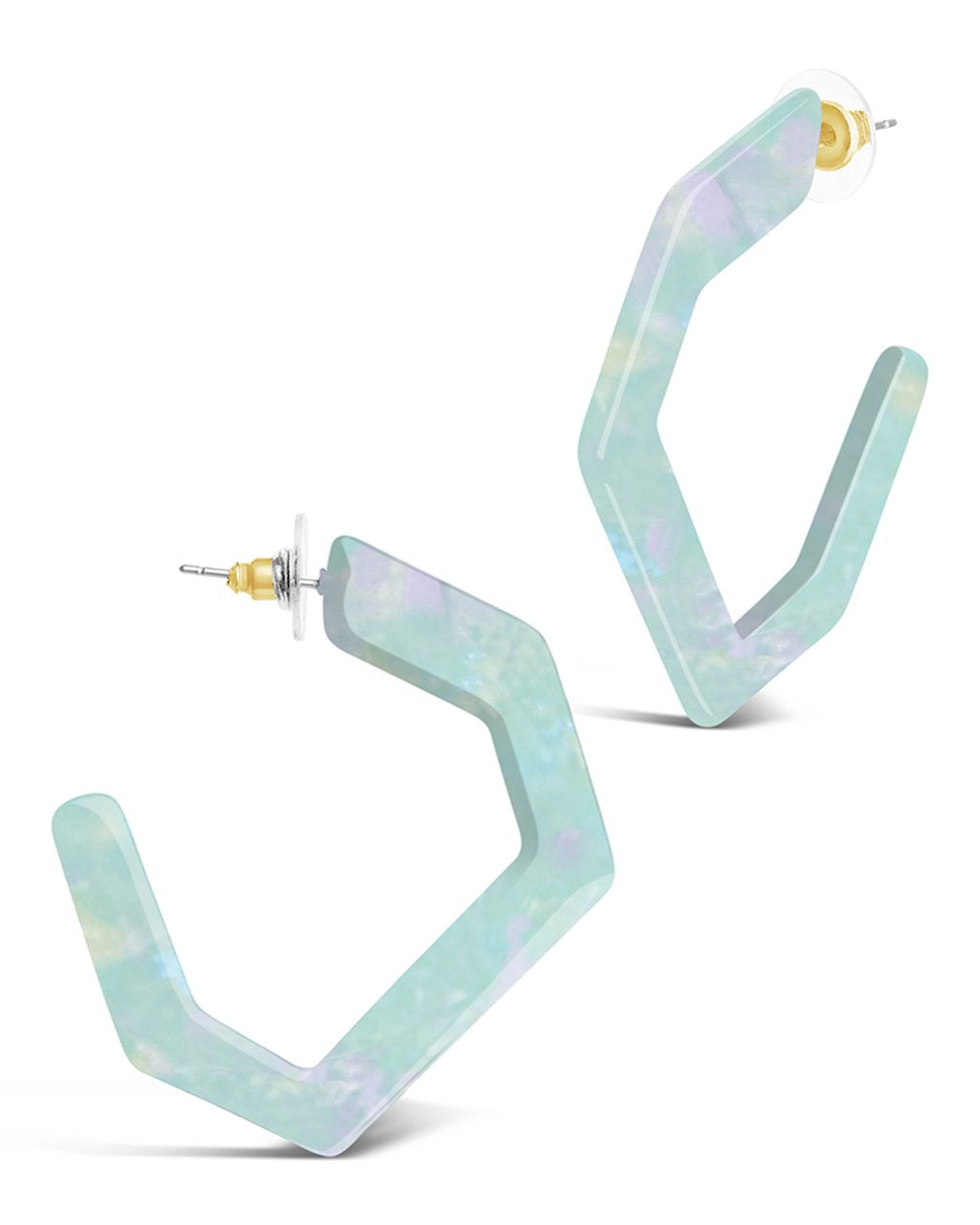 Resin Hex Hoops - Sterling Forever