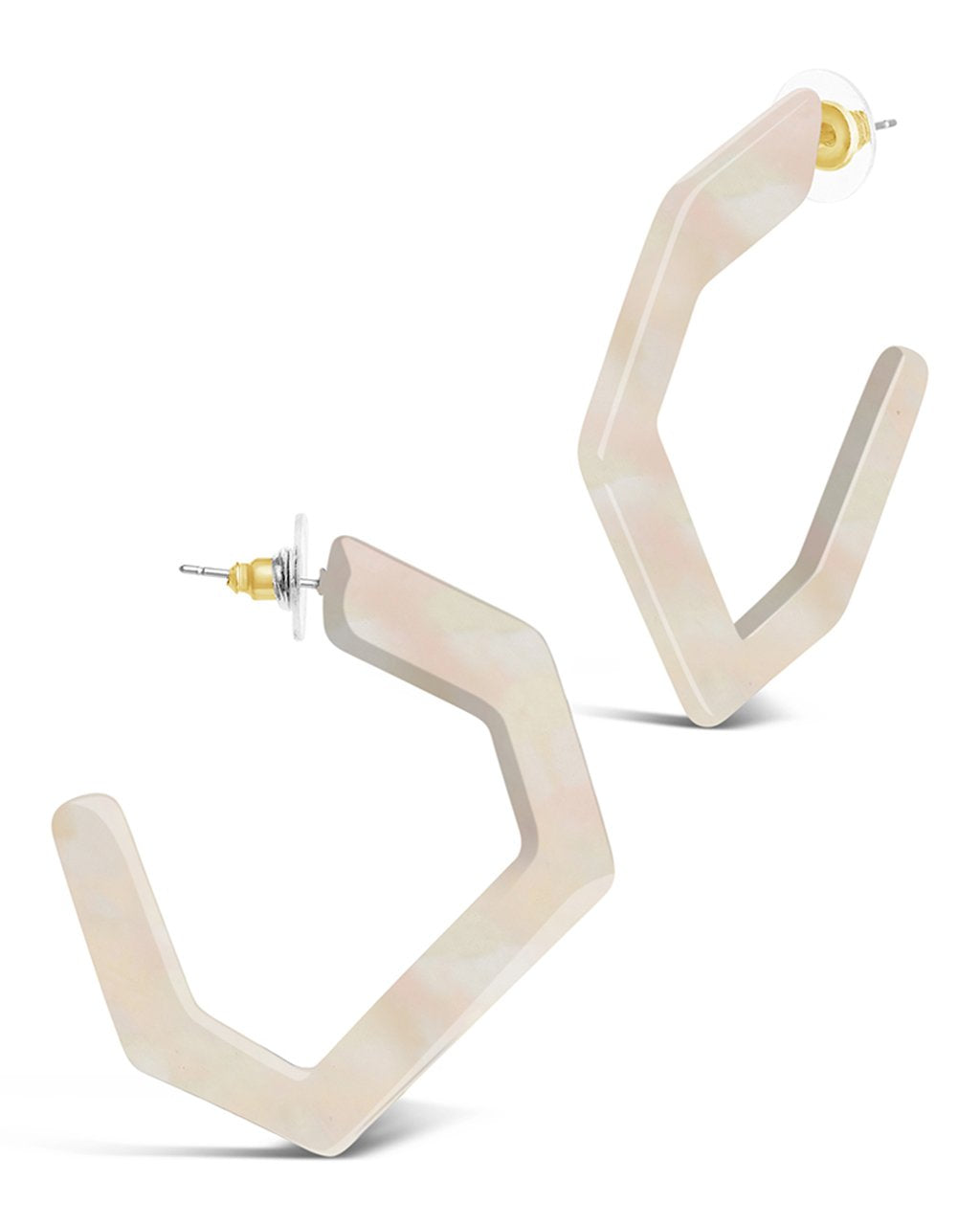 Resin Hex Hoops - Sterling Forever