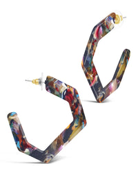 Resin Hex Hoops - Sterling Forever