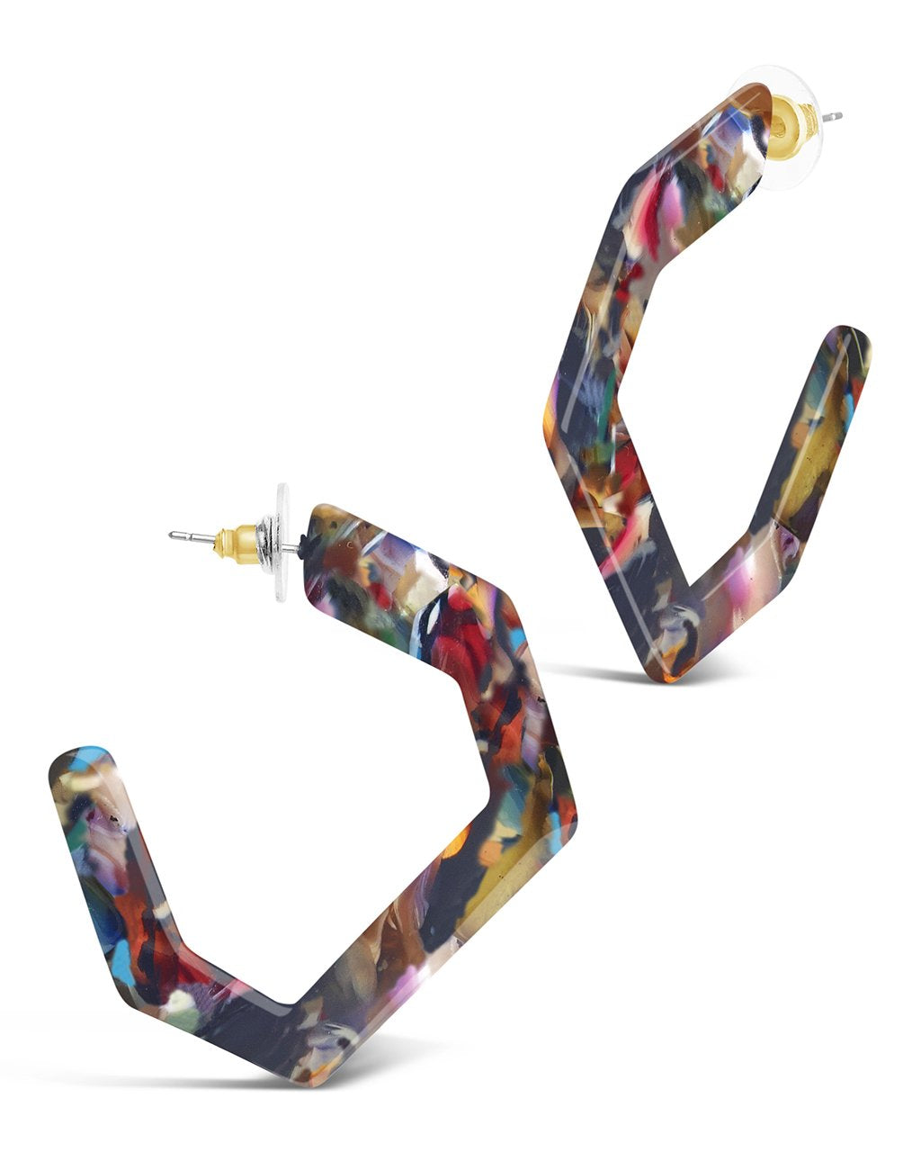 Resin Hex Hoops - Sterling Forever