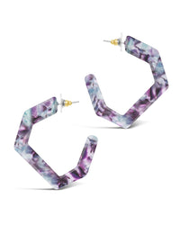 Resin Hex Hoops - Sterling Forever